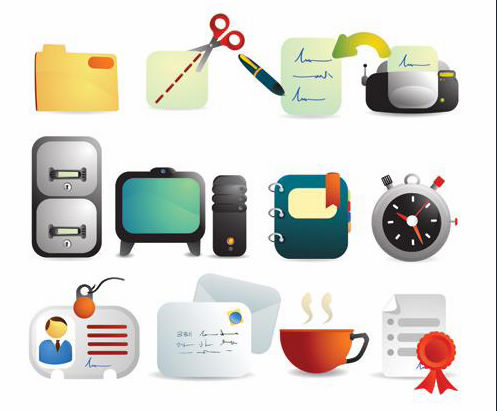 free vector Cute Office Supplies Vector Icons